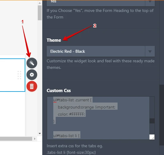 How can I customize the Form Tabs widget with some CSS code?