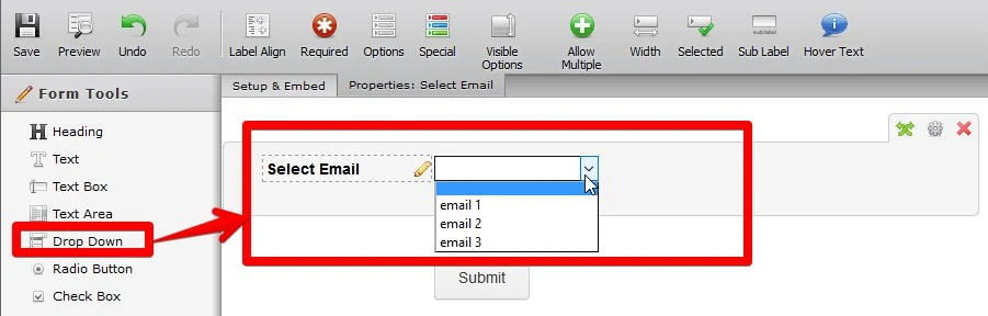 Is there a way to allow the person submitting the form to select which email or person they want to send it to? Image 1 Screenshot 60