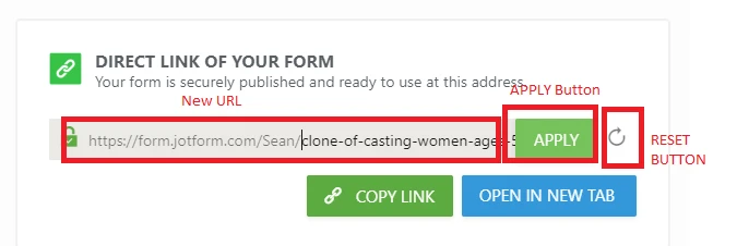 how can a get a custom url for my form? Image 21