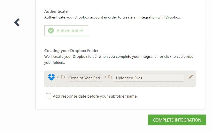 How can I successfully connect my dropbox to a file upload field on my form? Image 1 Screenshot 20