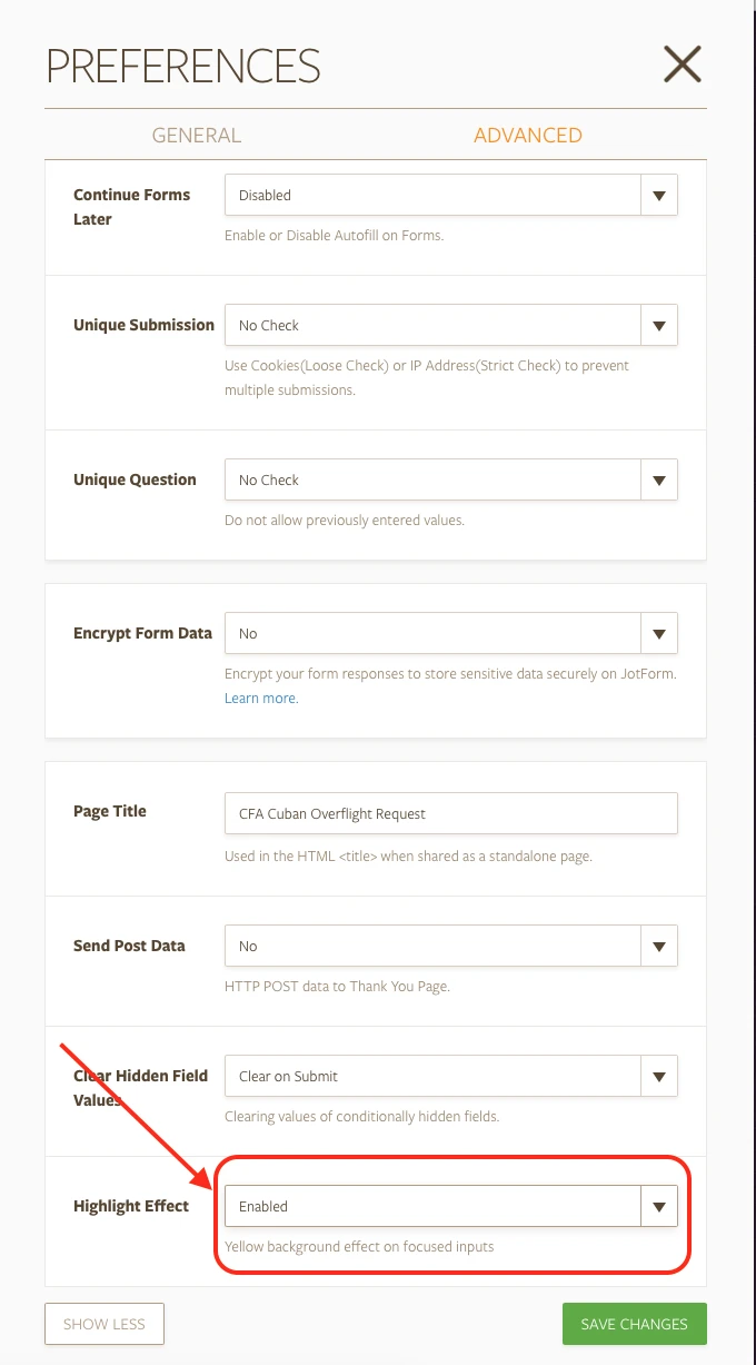 How can I remove yellow highlight effect?