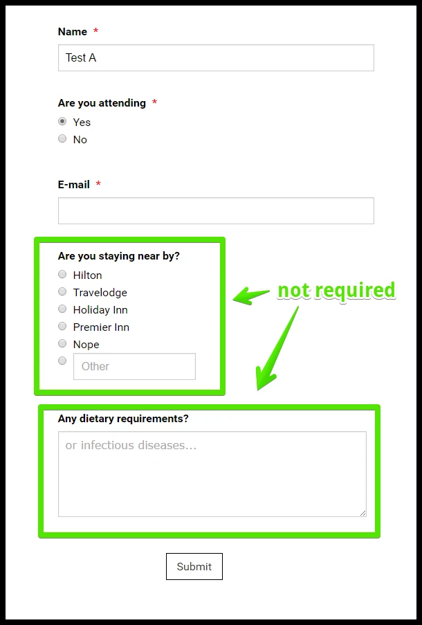 Blank required fields are being submitted