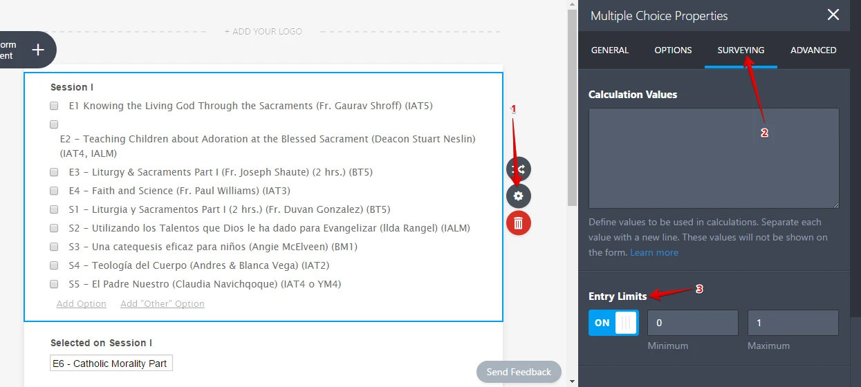 How can I conditionally select an option in the Appointment Slots widget?  Image 3 Screenshot 62