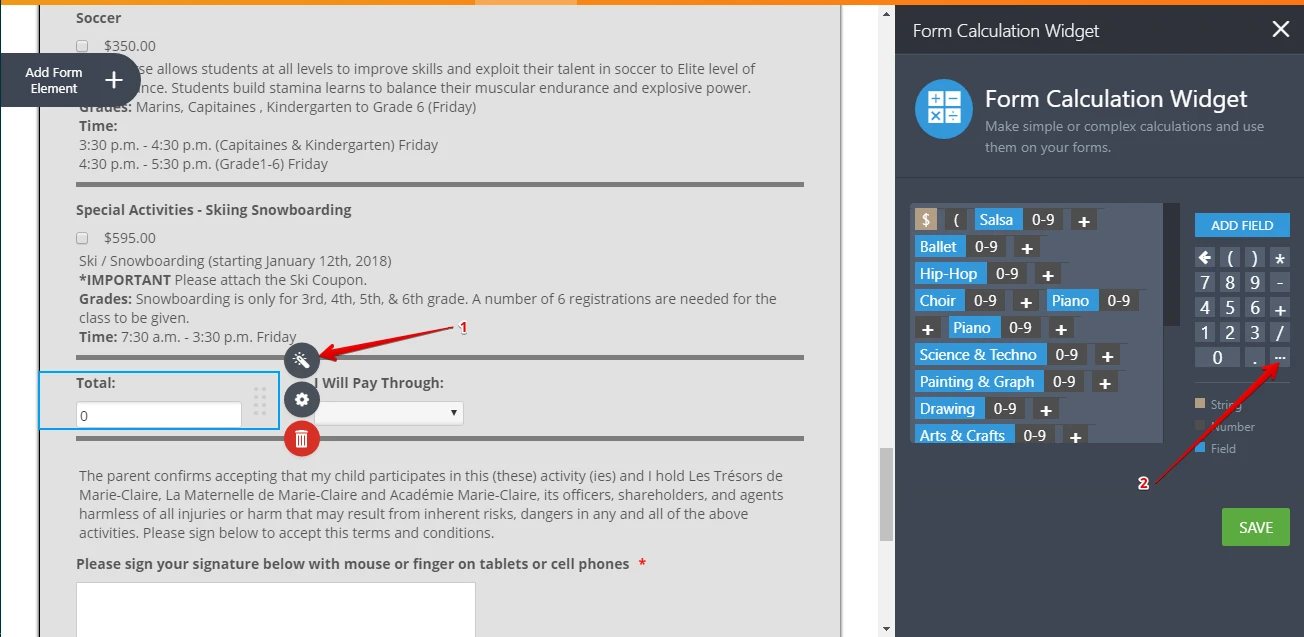 How can I set up my form calculation widget to read only?  Image 1 Screenshot 30