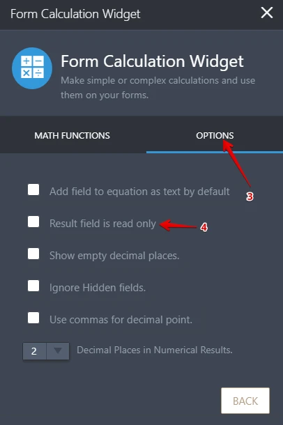 How can I set up my form calculation widget to read only?  Image 2 Screenshot 41