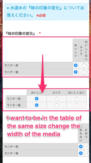 The design of the table of radio buttons will cause by the right when viewed in a smartphone Screenshot 41