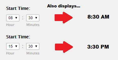 How can I display both the 24 hour time and AM/PM time formats using the time element? Image 1 Screenshot 20