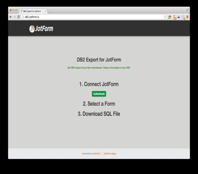 DB2 Export Screenshot 1
