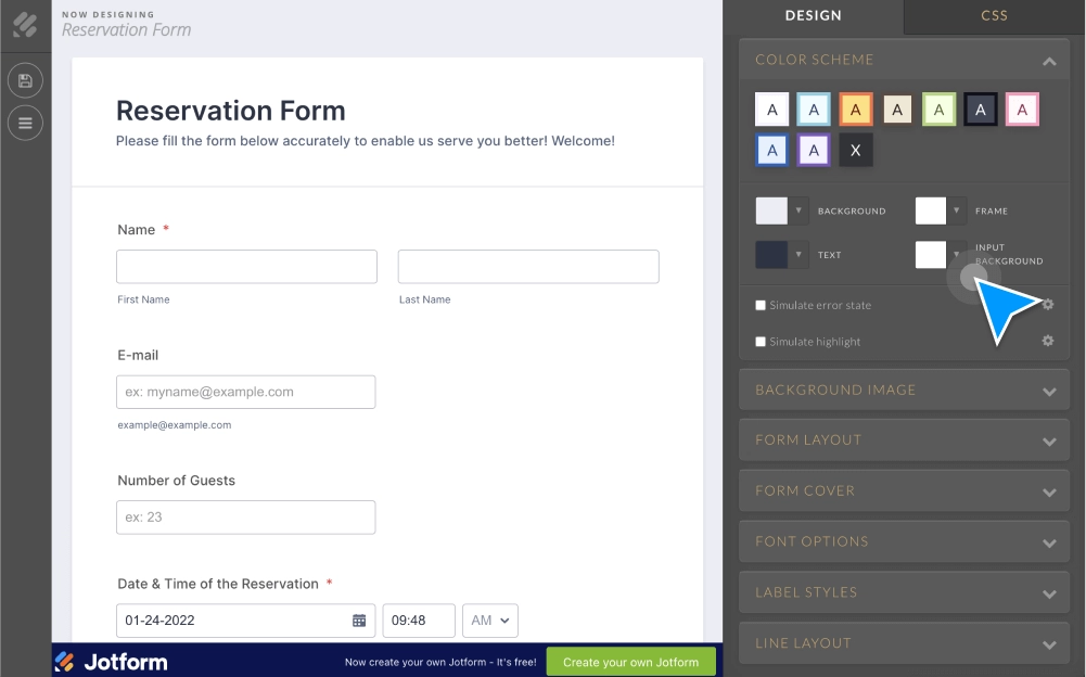 Free Form Design Software: Customize Your Form & Add CSS | Jform