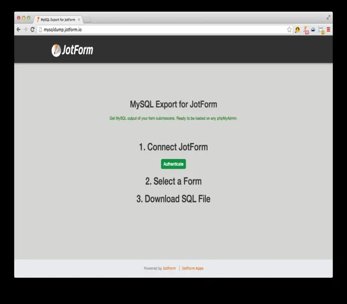MySQL Export Screenshot 1