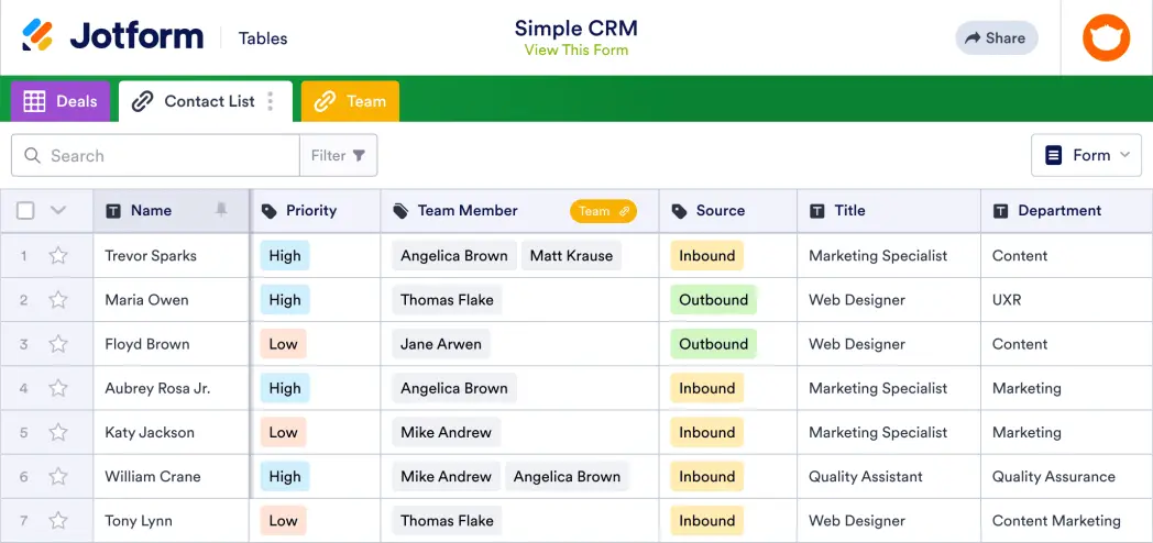 Simple CRM Template
