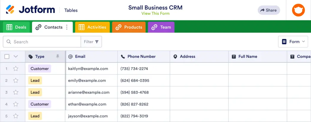 Small Business CRM Template
