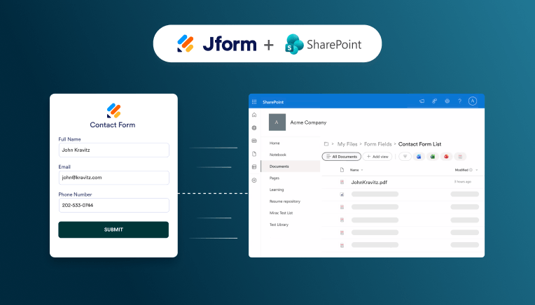 Microsoft SharePoint to Jform Integration