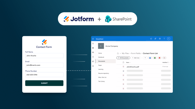 Microsoft SharePoint to Jotform Integration