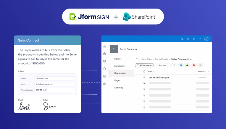 Microsoft SharePoint to Jform Integration