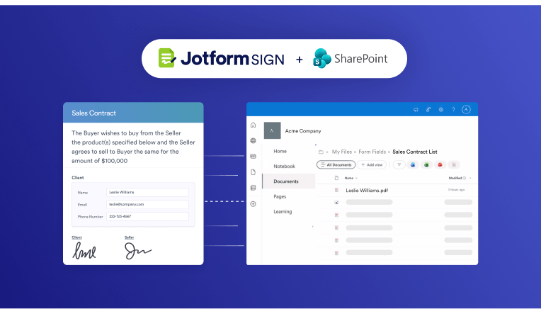 Microsoft SharePoint to Jotform Integration