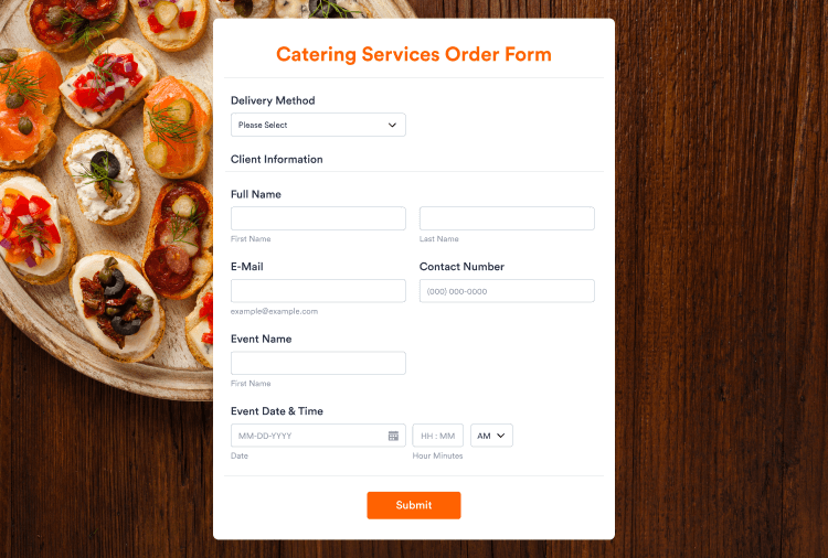Catering Service Order Form
