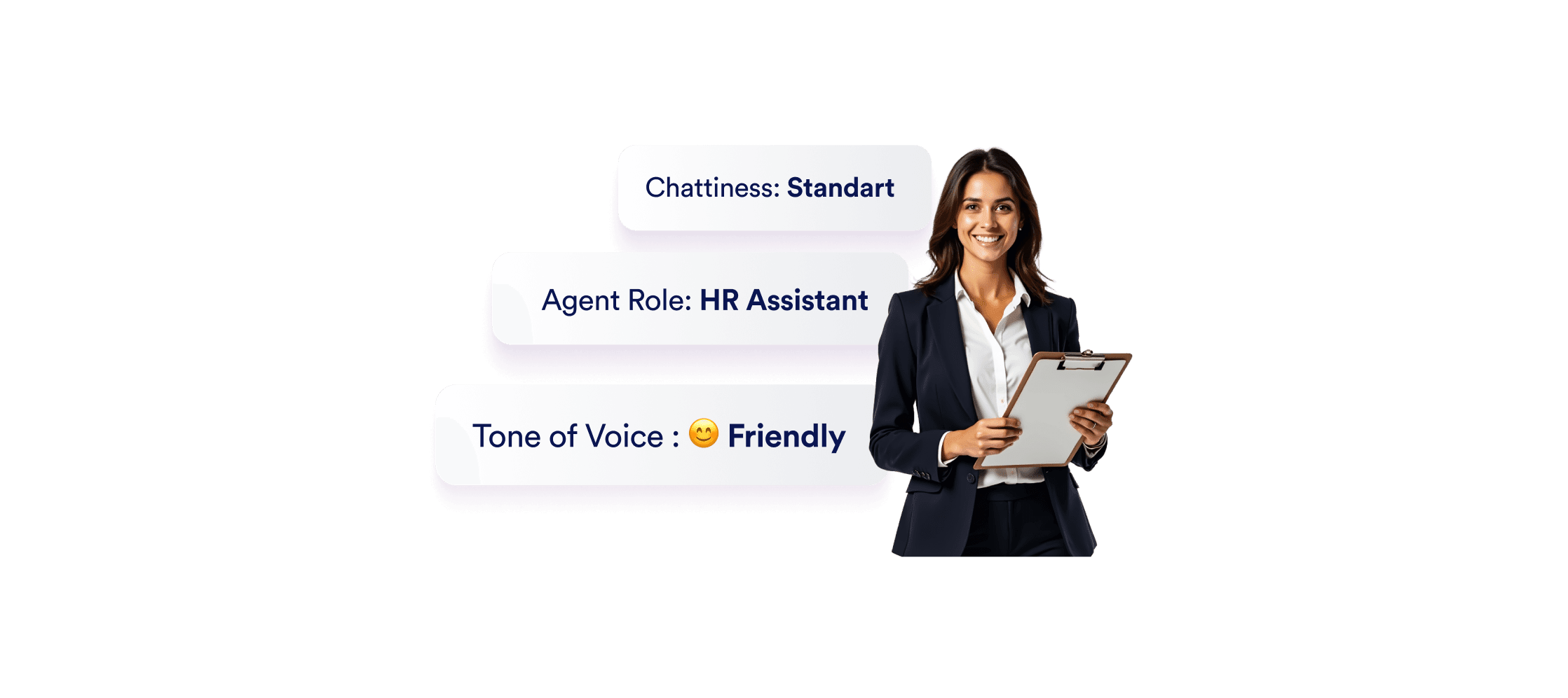 An AI agents and next to her conversation properties of her