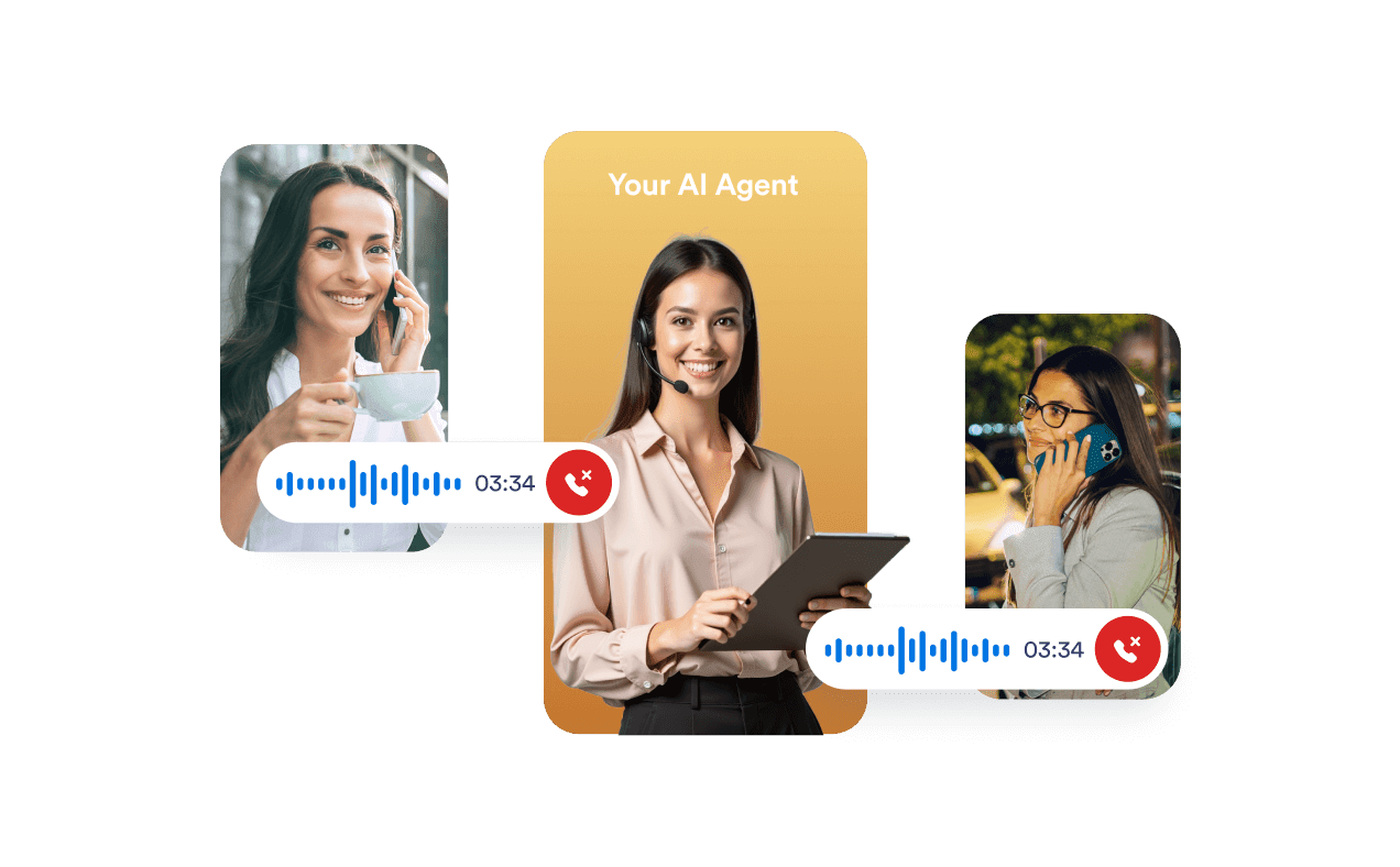 AI Agent is managing phone call between two customers