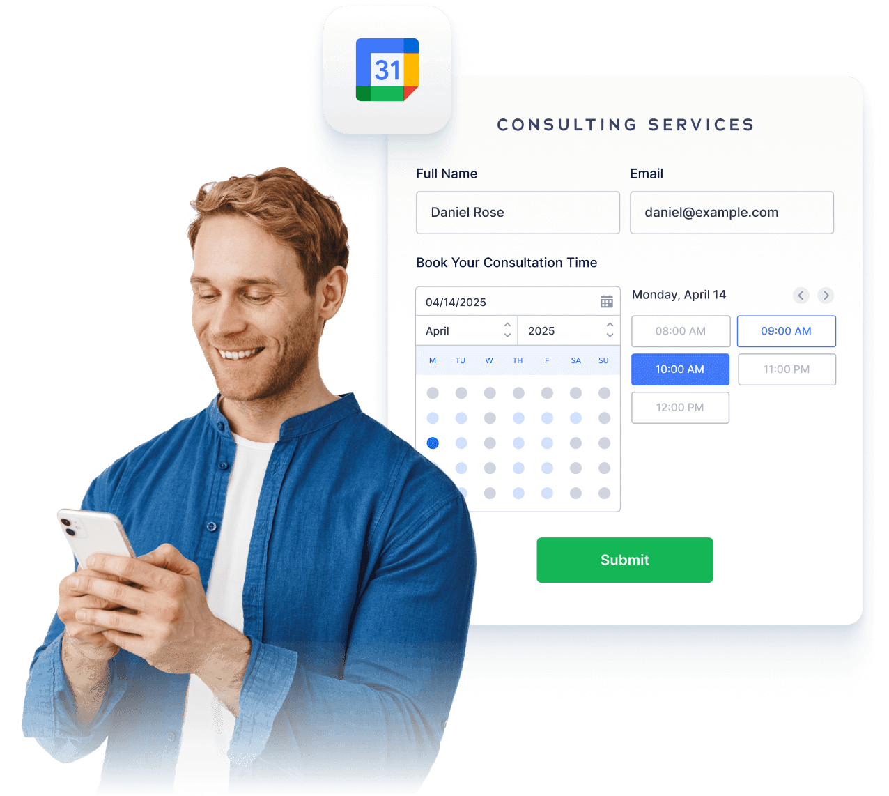 Appointment scheduling software for Google Calendar hero