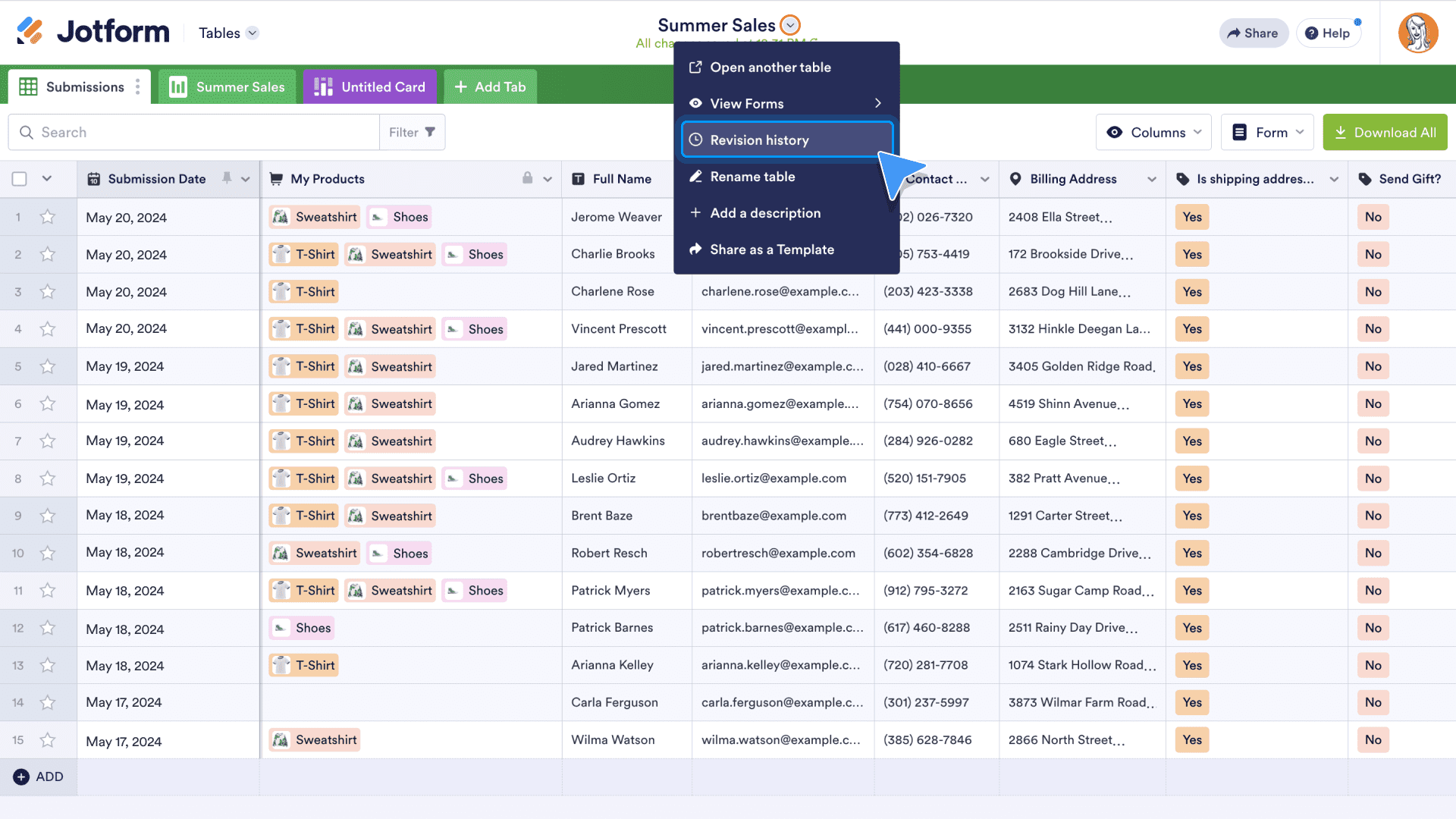 Jotform Tables: Essentials and features