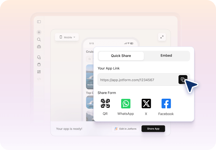 Customize and share a Jotform App