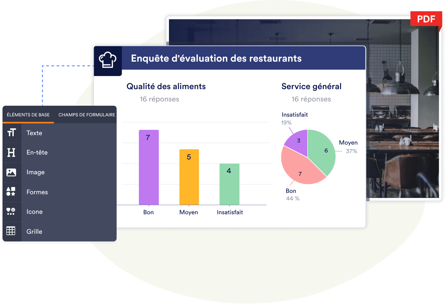 Créez des rapports de qualité profesionnelle depuis les résultats de sondages