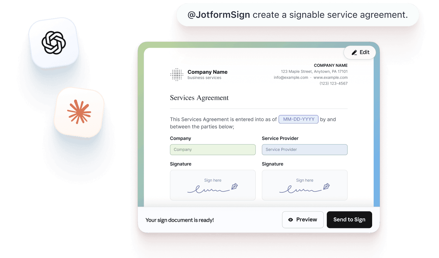 Jotform Sign for ChatGPT and Claude Banner Image