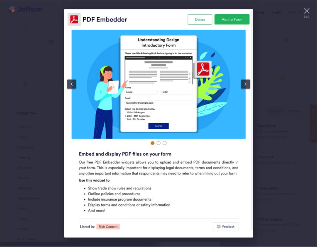 Add PDFs to Your Forms with our PDF Embed Widget