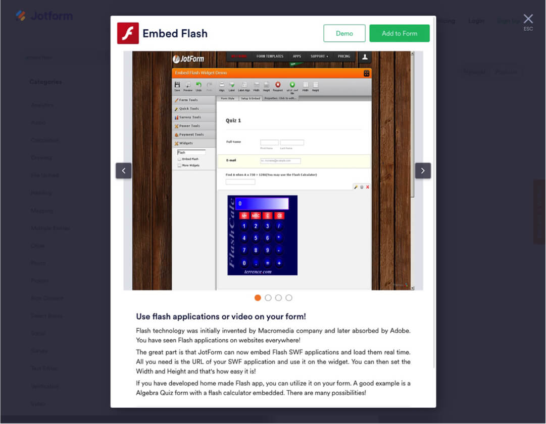Flash Embed Widget