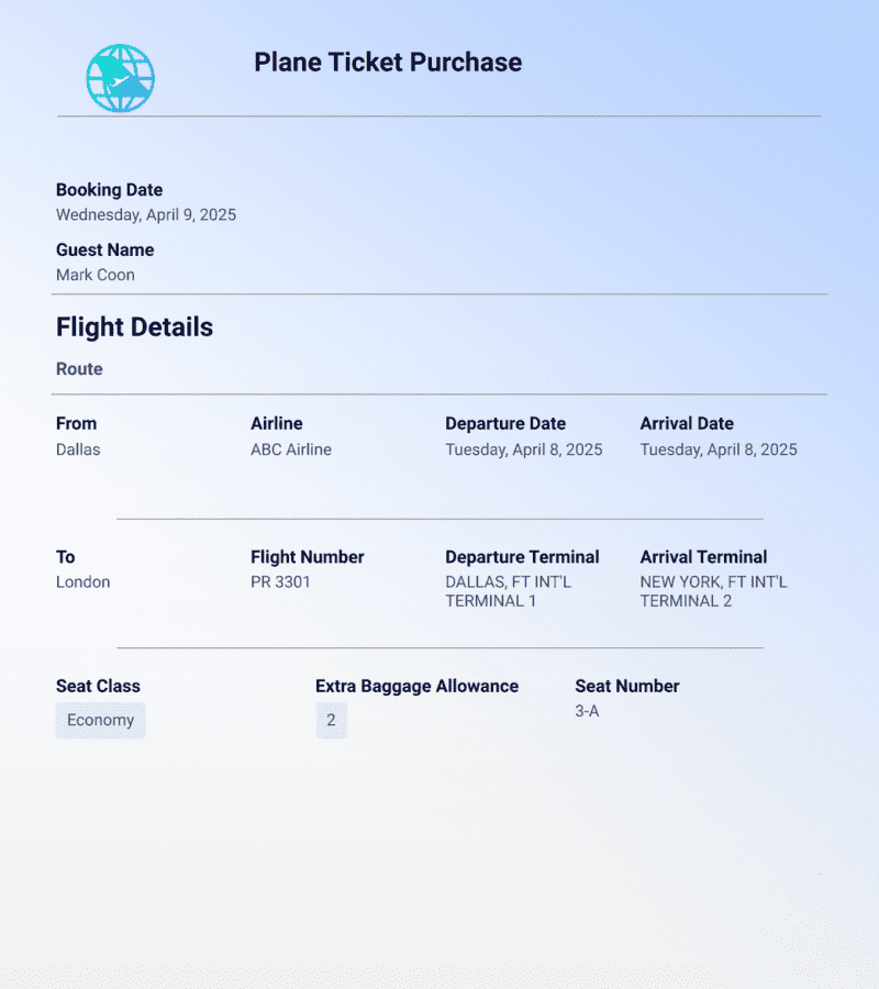 Plane Ticket Template