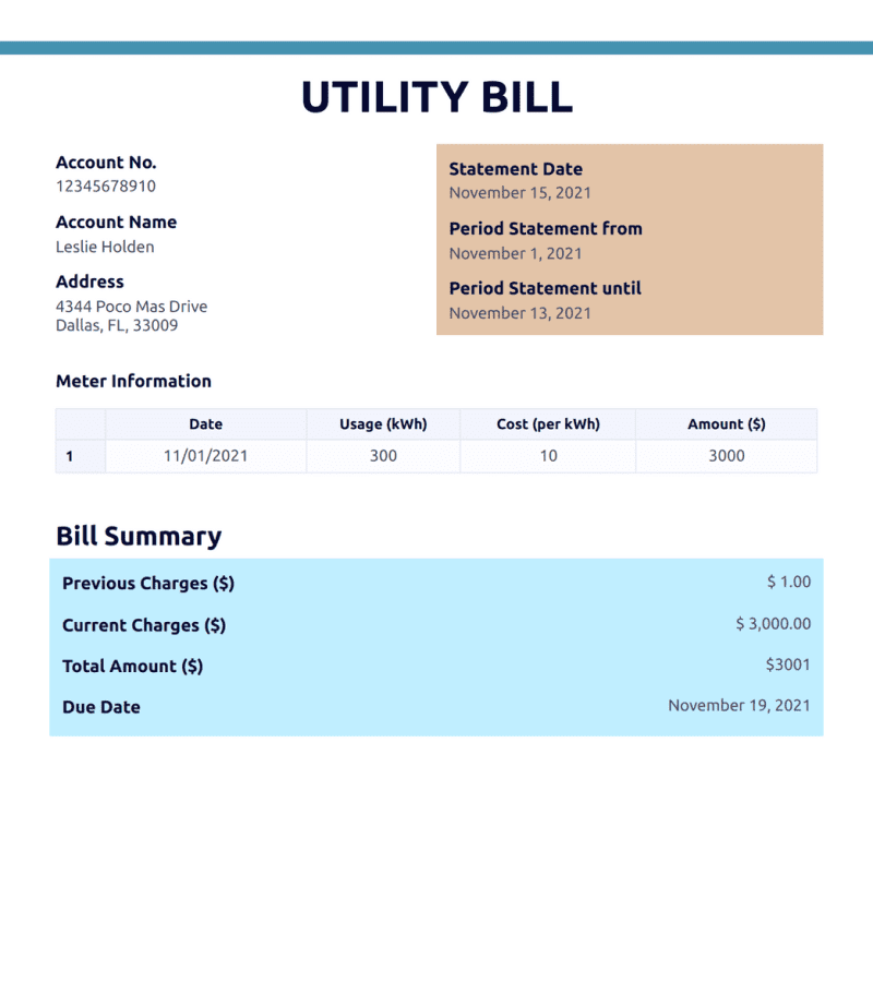 Utility Bill Template