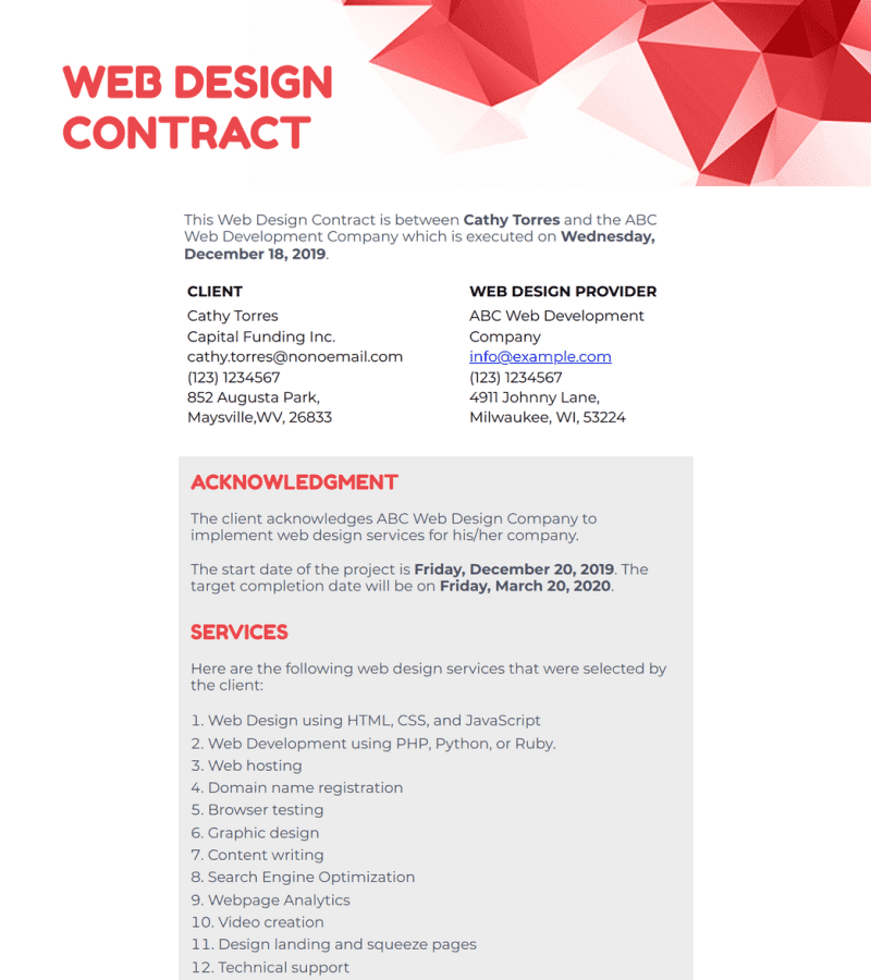 Web Design Contract Template