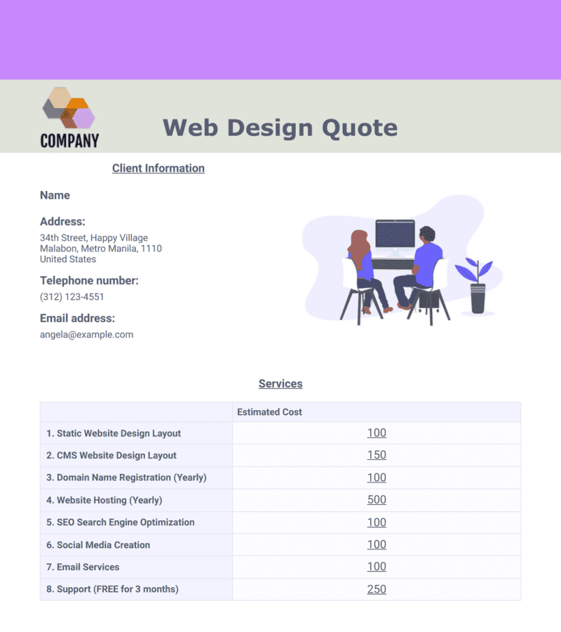 Web Design Quote Template