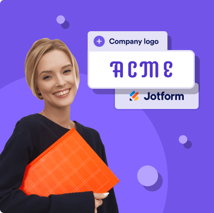 Smiling women in front of company logos