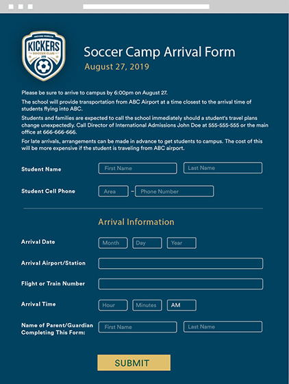 arrival form