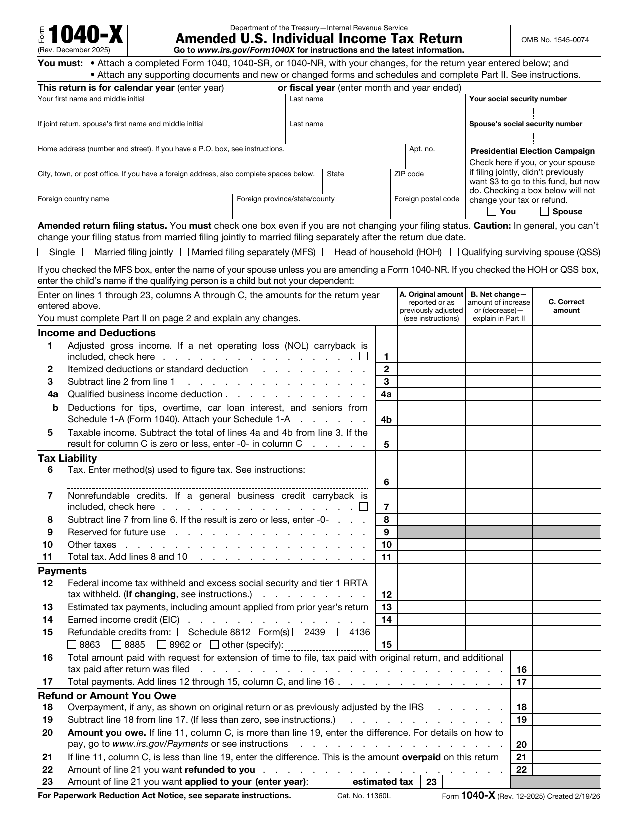 1040-X Form