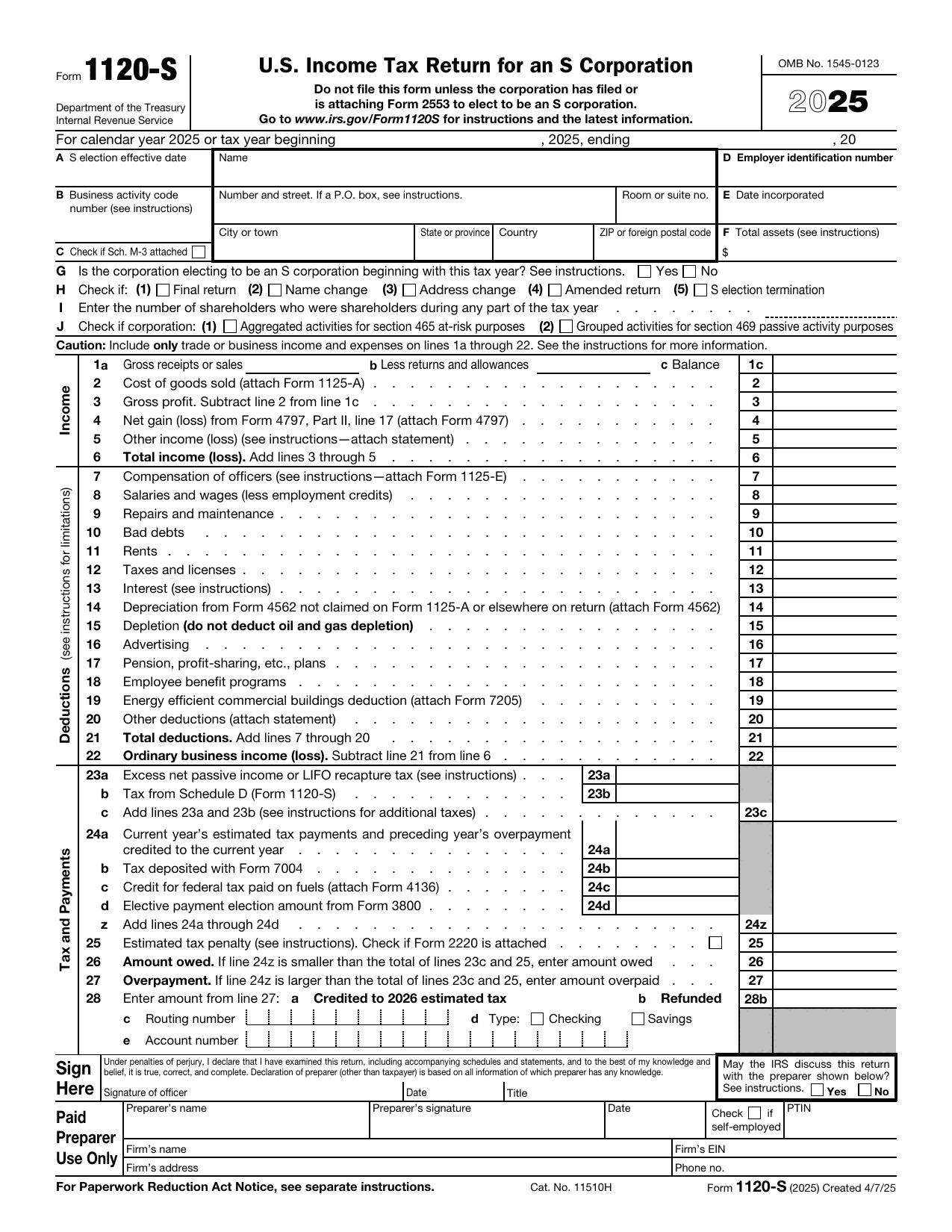 1120-S Form