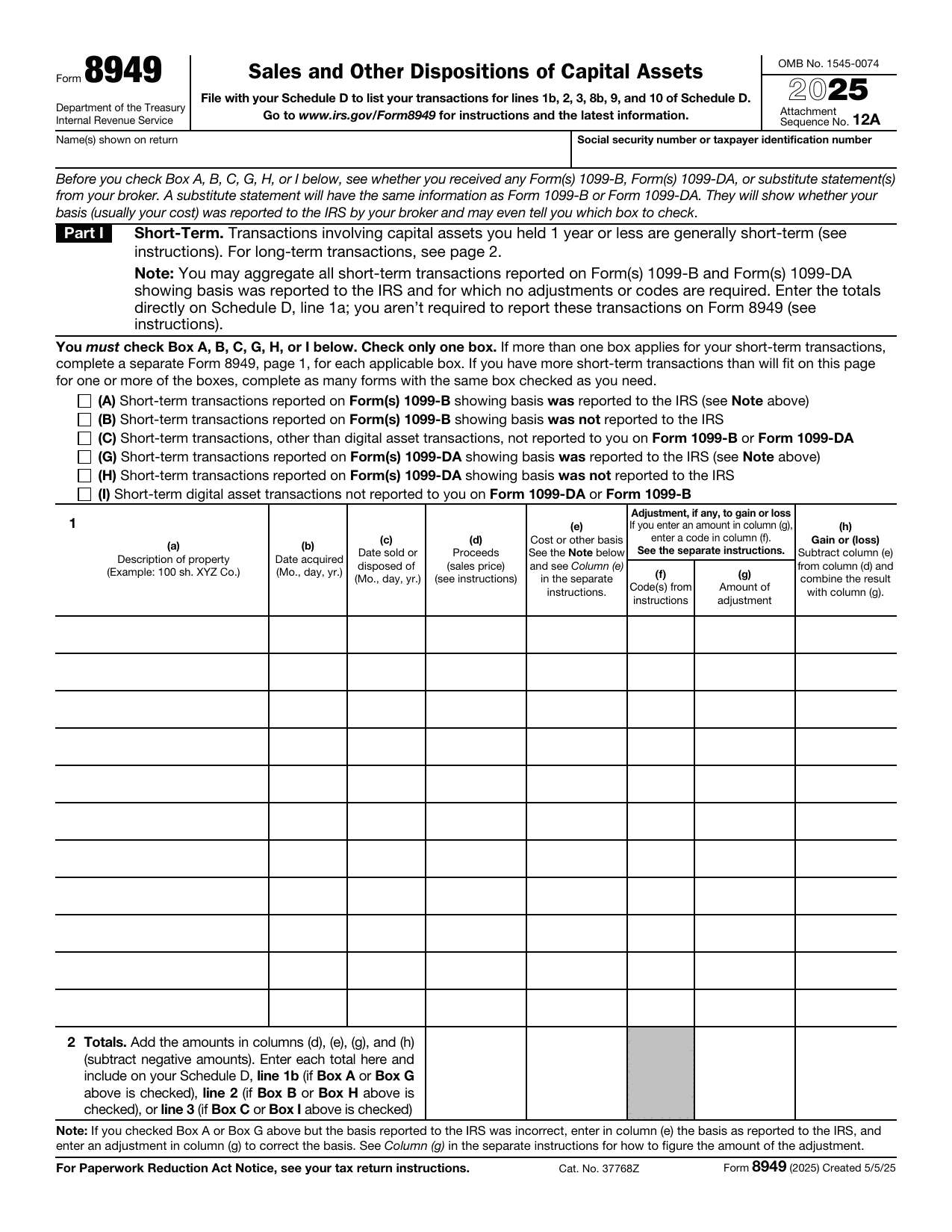 8949 Form