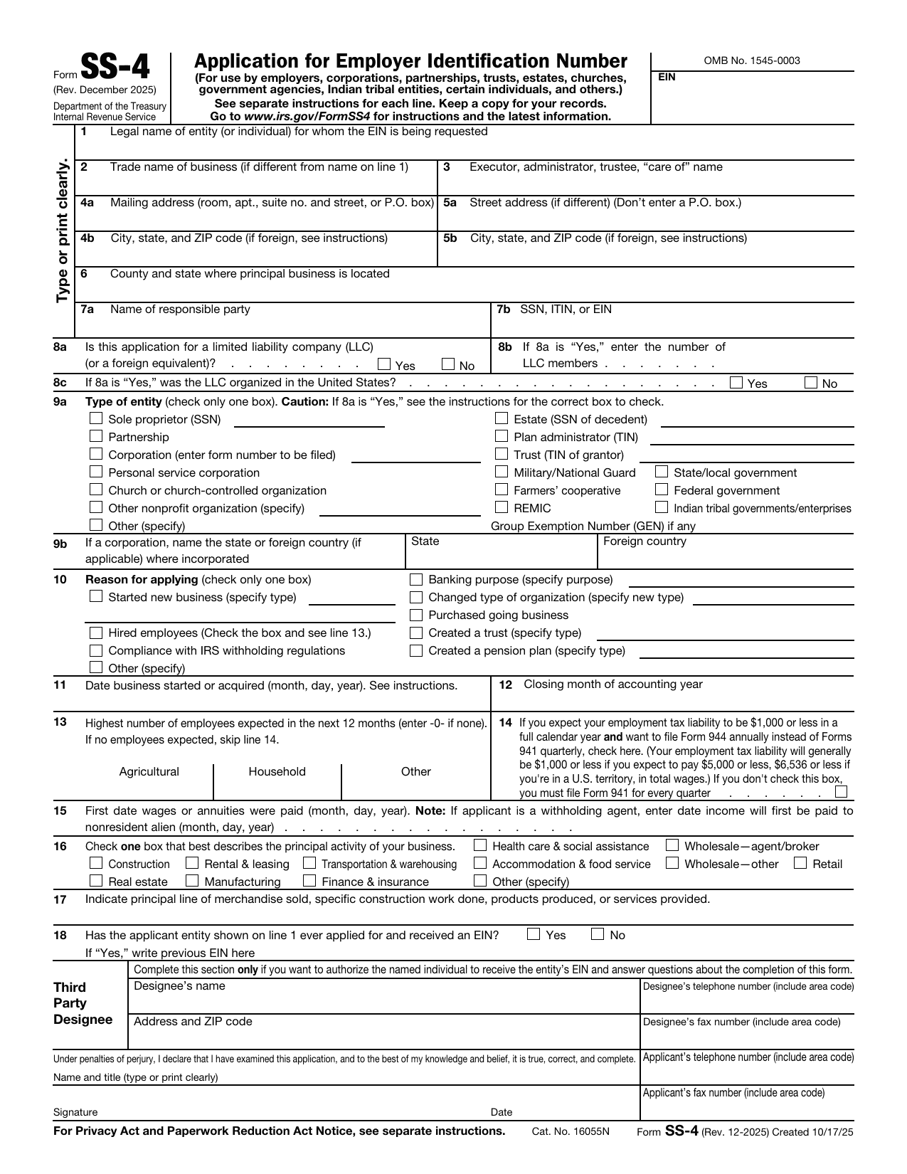 SS-4 Form