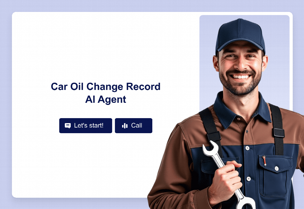 Auto Data Oil Change Software Car Oil Change Record AI Agent Template | Jotform