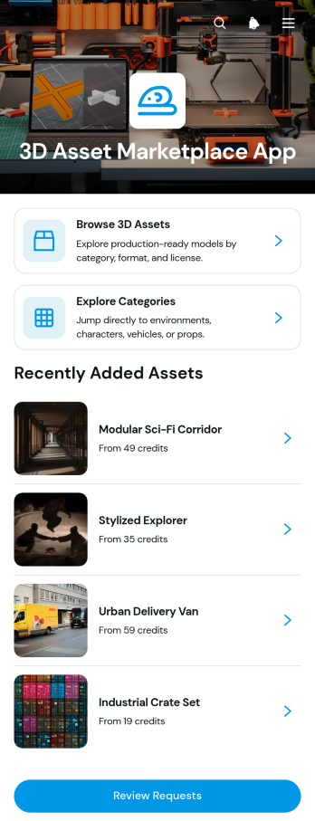 3D Asset Marketplace App Template