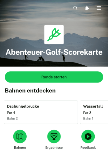 Abenteuergolf-Punktekarte-App