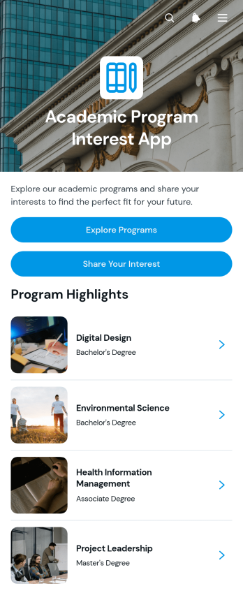Academic Program Interest App Template