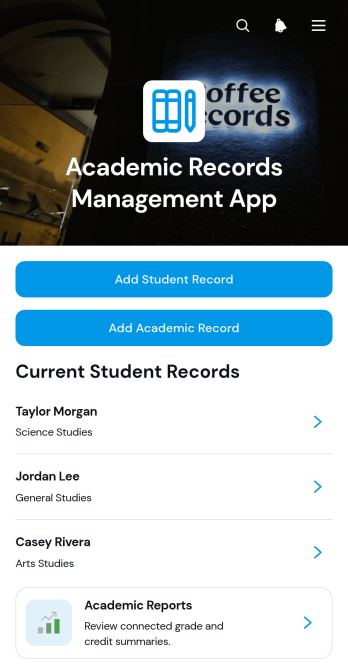 Academic Records Management App Template