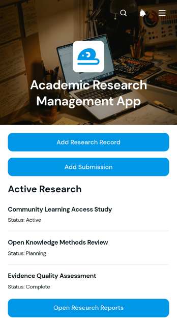 Academic Research Management App Template