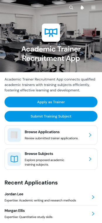 Academic Trainer Recruitment App Template