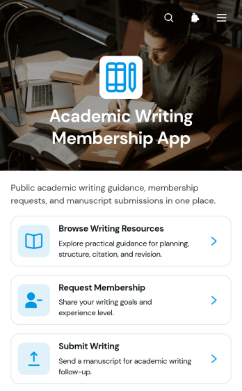 Academic Writing Membership App Template