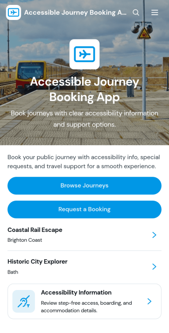 Accessible Journey Booking App Template