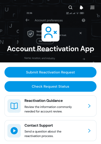 Account Reactivation App Template